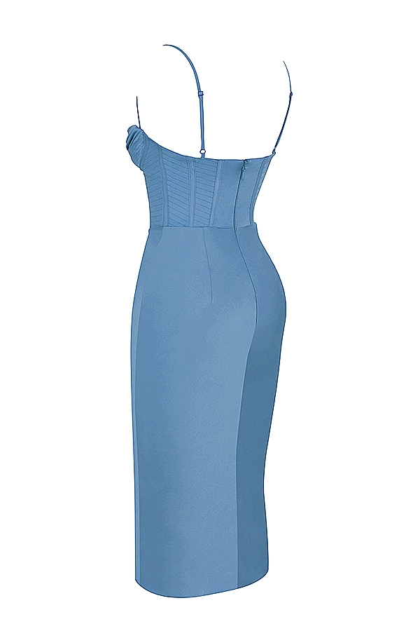 Ägäisblaues korsett-midikleid