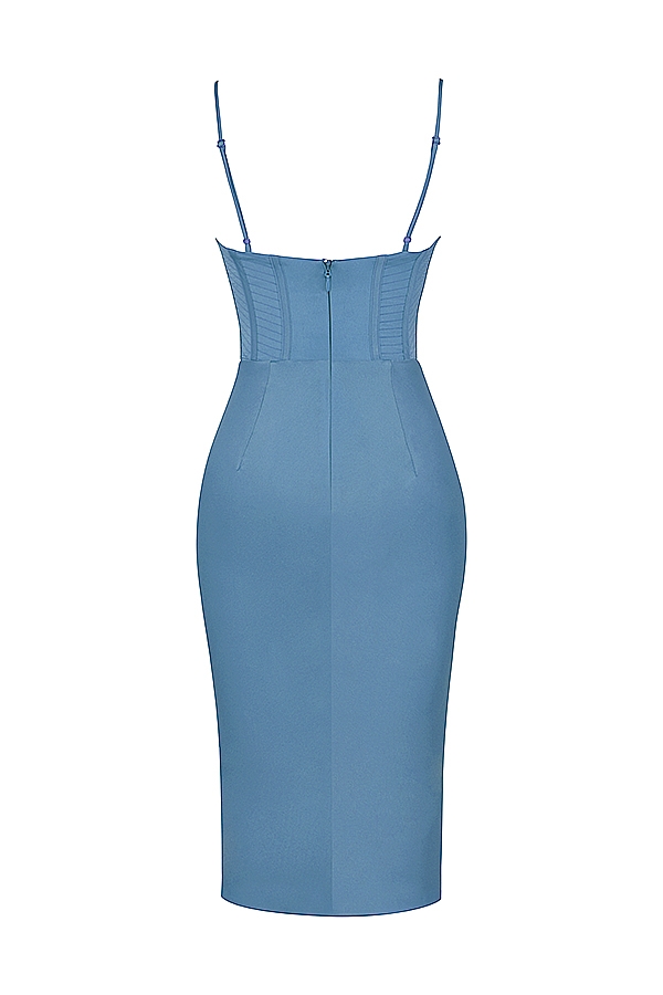 Ägäisblaues korsett-midikleid