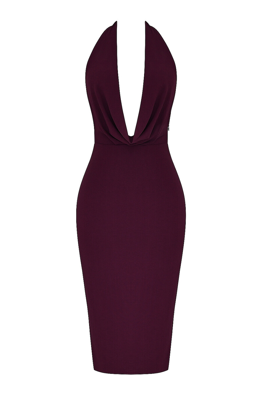 merlotfarbenes drapiertes midikleid
