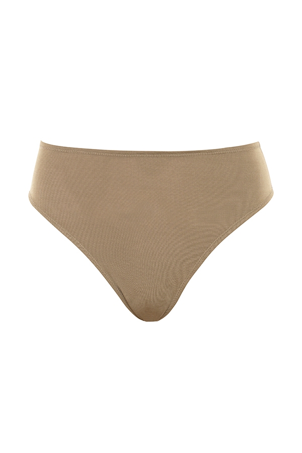 beigefarbenes strick-midikleid