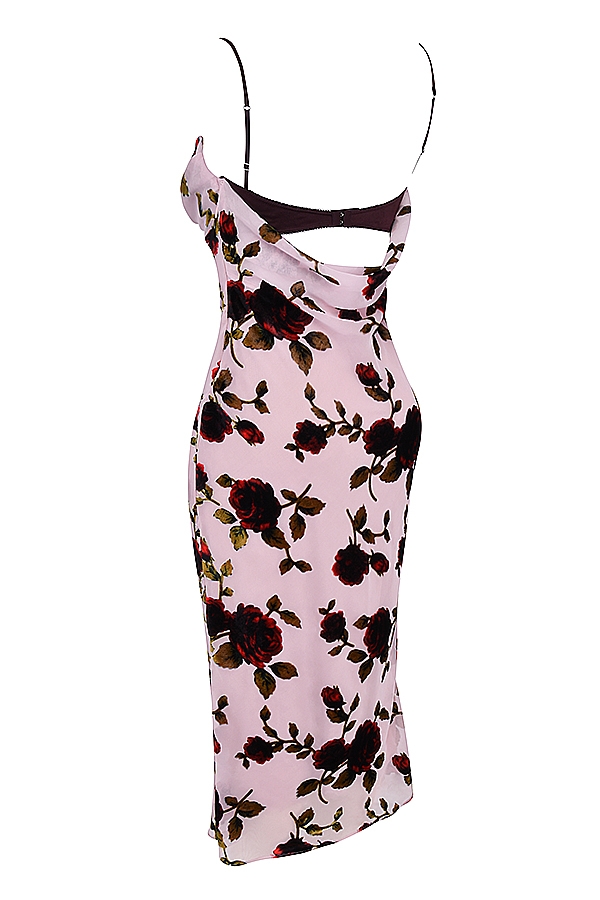 rosa devore midikleid