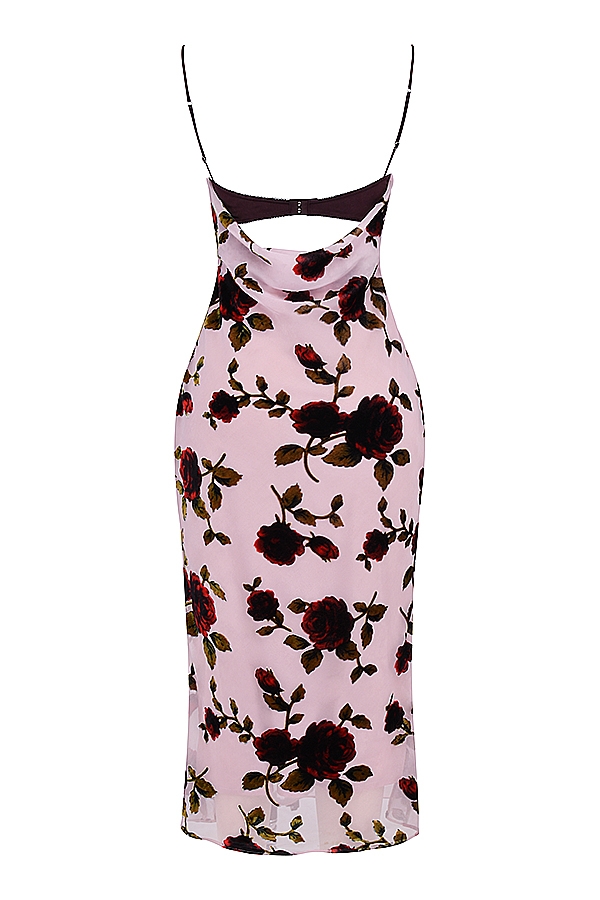 rosa devore midikleid