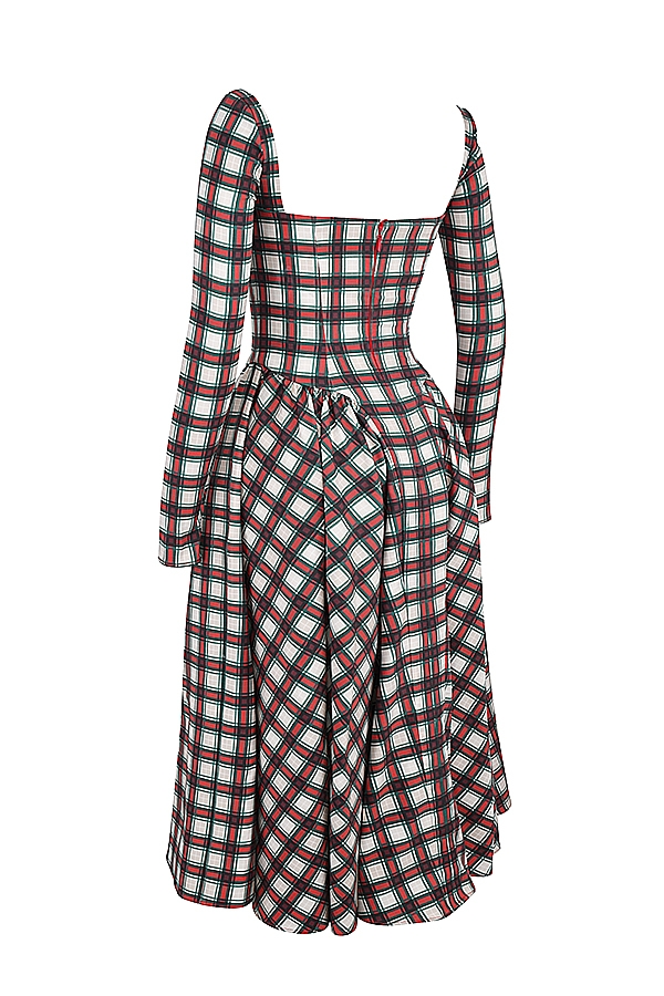 rotes tartan-korsett-midikleid