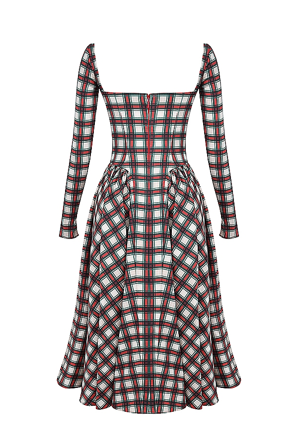 rotes tartan-korsett-midikleid