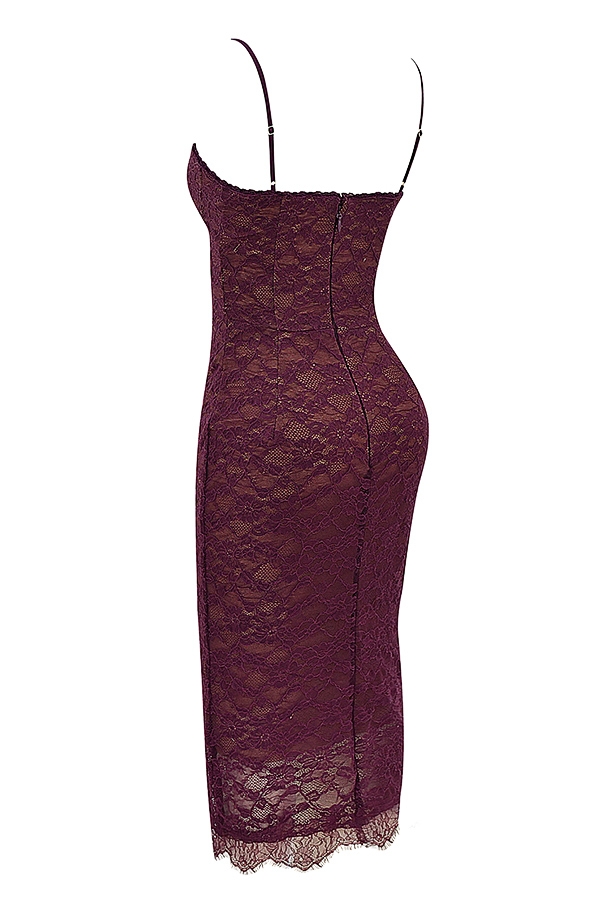 midikleid aus mulberry-spitze