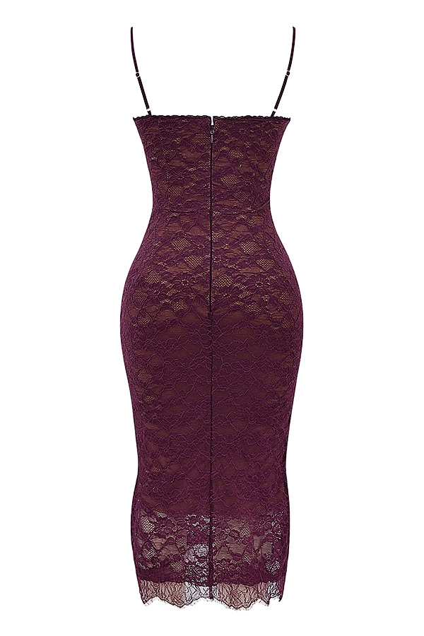 midikleid aus mulberry-spitze
