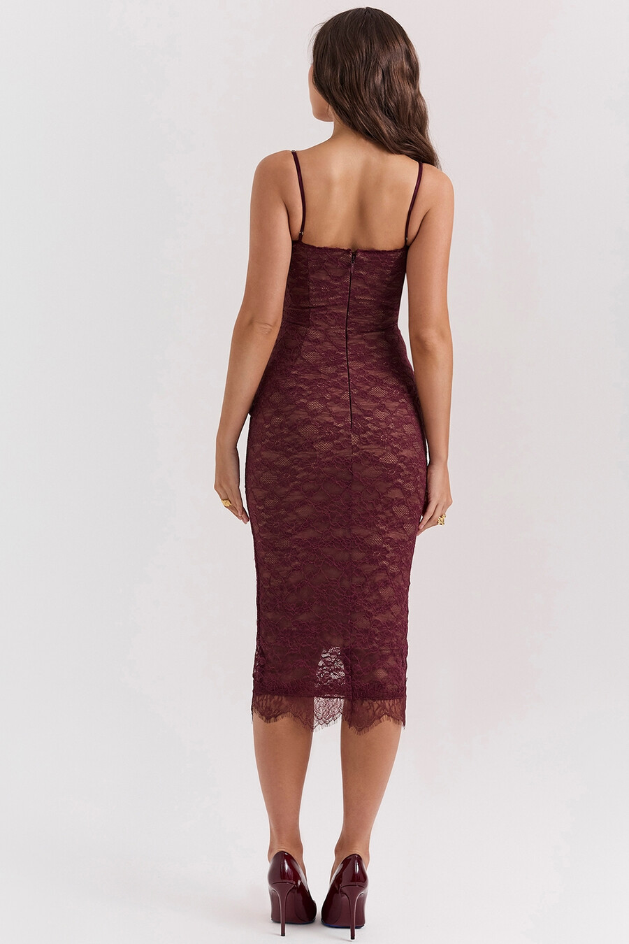 midikleid aus mulberry-spitze