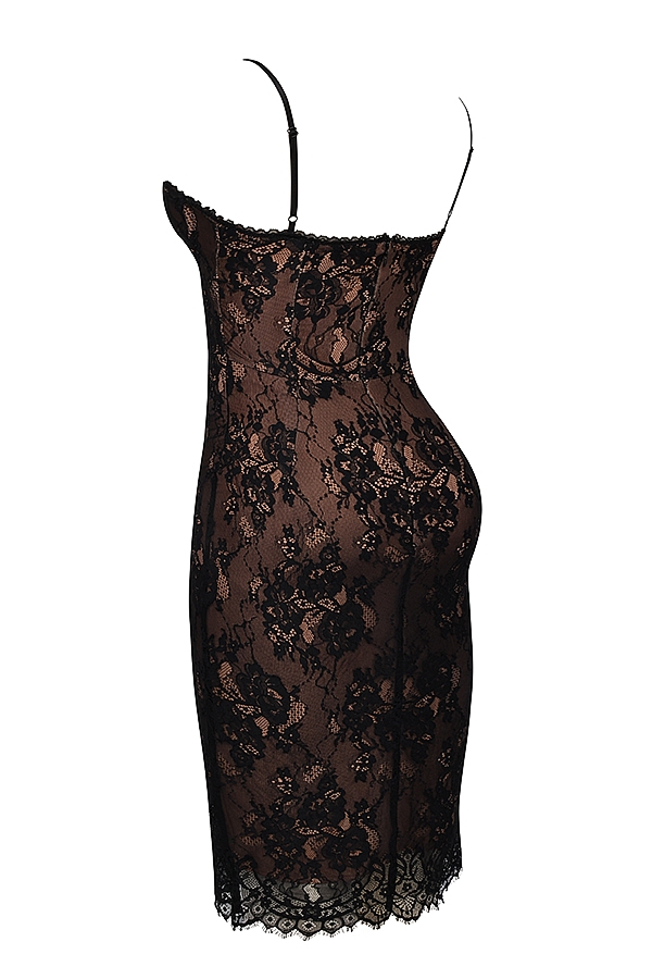 schwarzes midikleid aus spitze