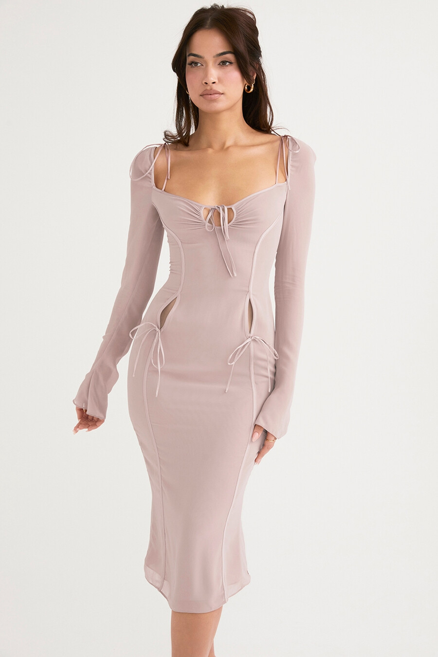 midikleid mit kristallausschnitt
