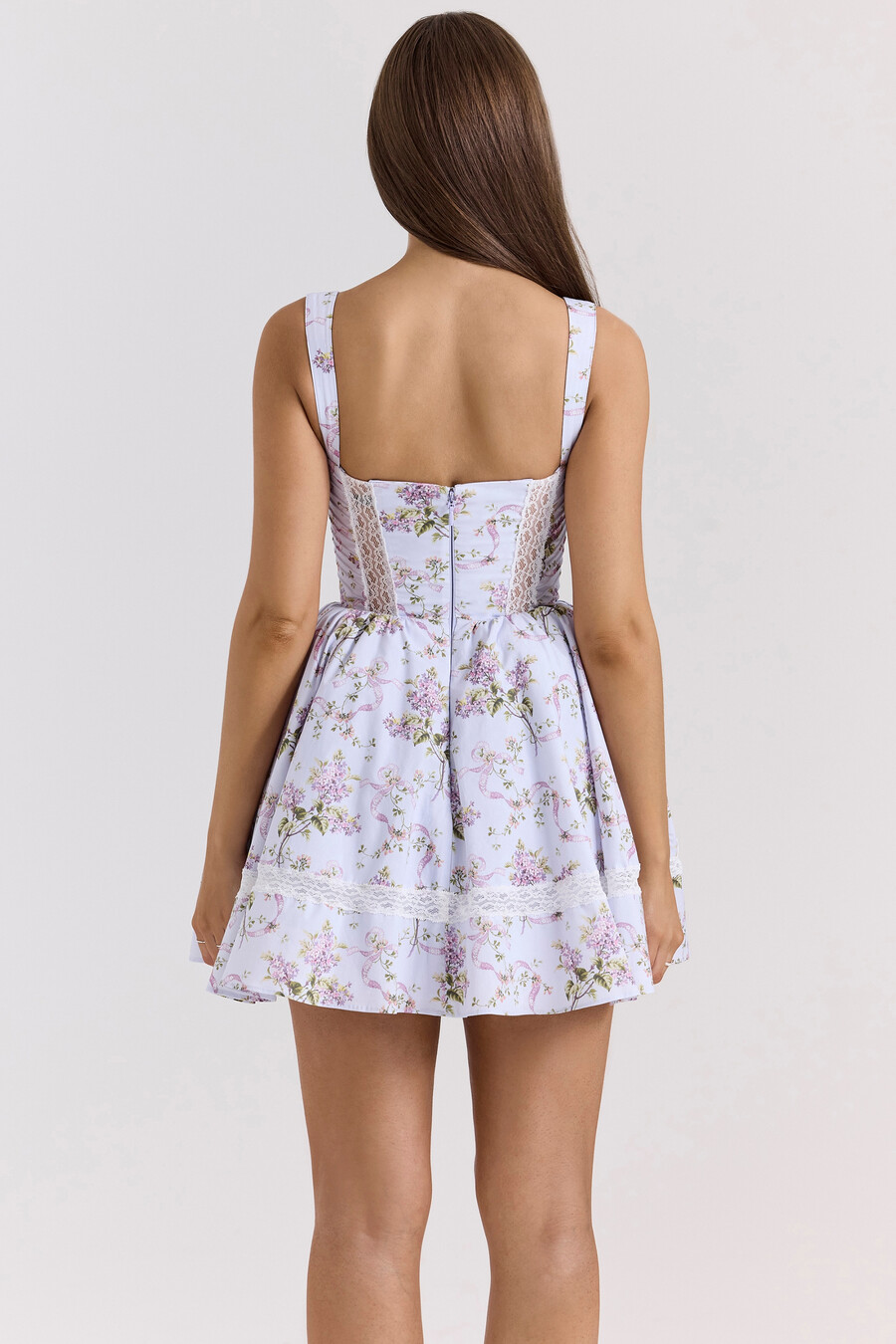 minikleid aus baumwolle mit lila schleifenmuster