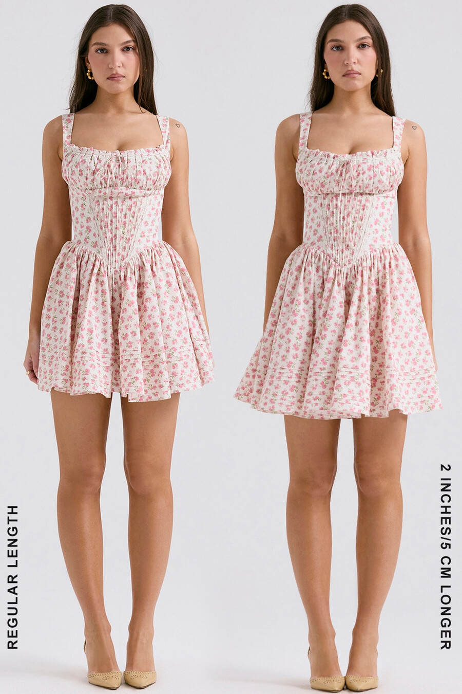 minikleid aus weißer baumwolle mit rosenknospenmuster