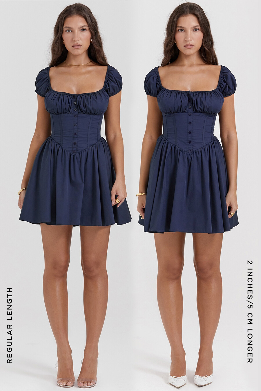 französisches marineblaues minikleid mit raffungen