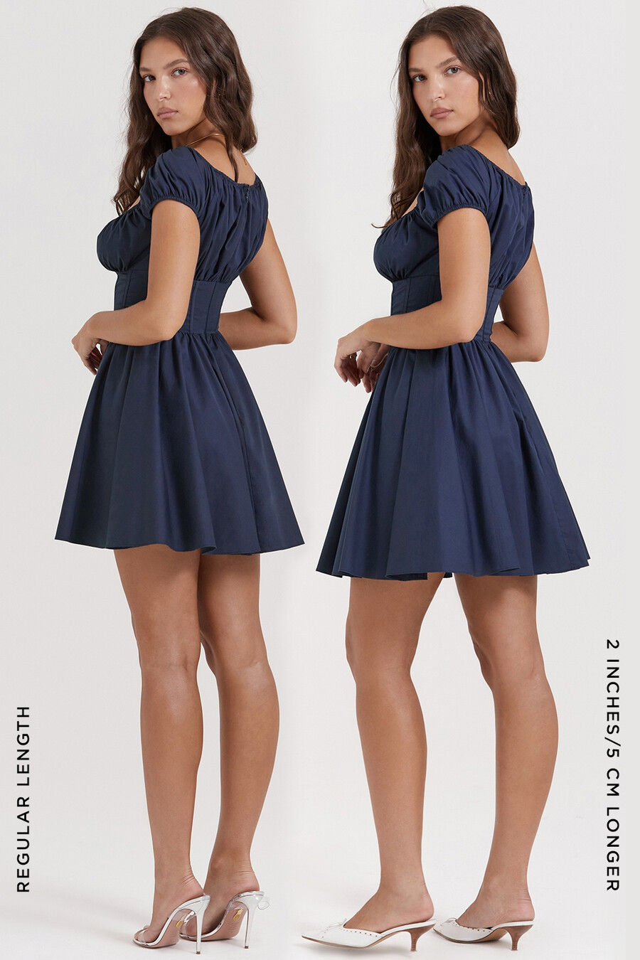 französisches marineblaues minikleid mit raffungen