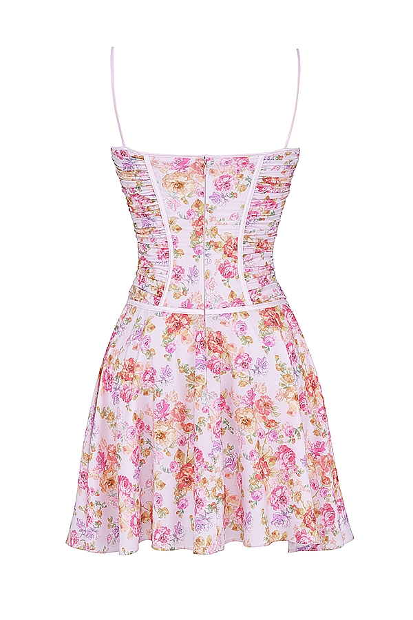 helllavendelfarbenes korsettkleid mit print