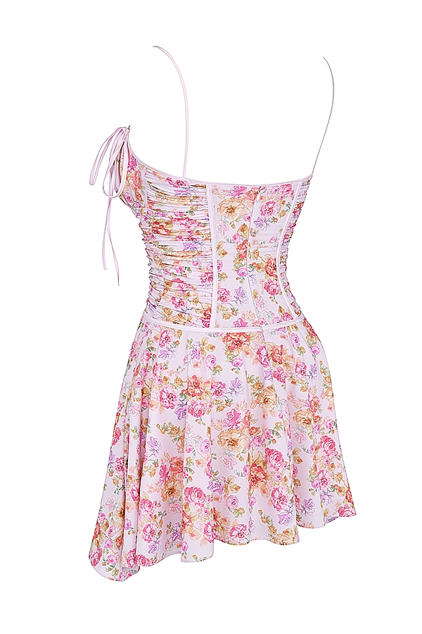 helllavendelfarbenes korsettkleid mit print