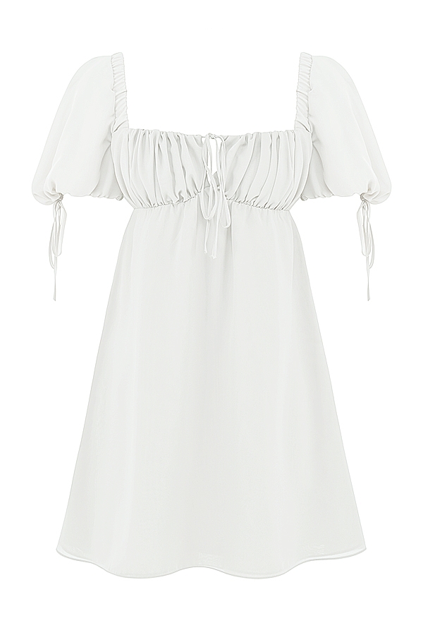 minikleid aus elfenbeinfarbenem georgette