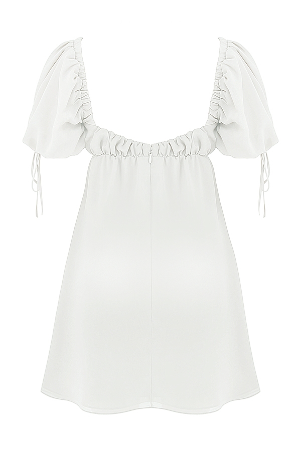minikleid aus elfenbeinfarbenem georgette