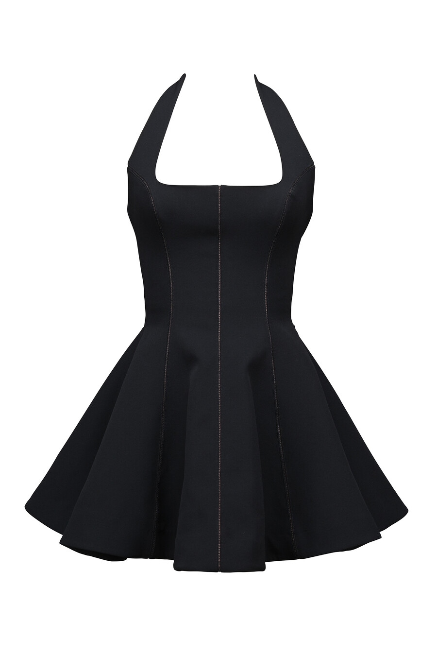 schwarzes neckholder-minikleid mit schleife