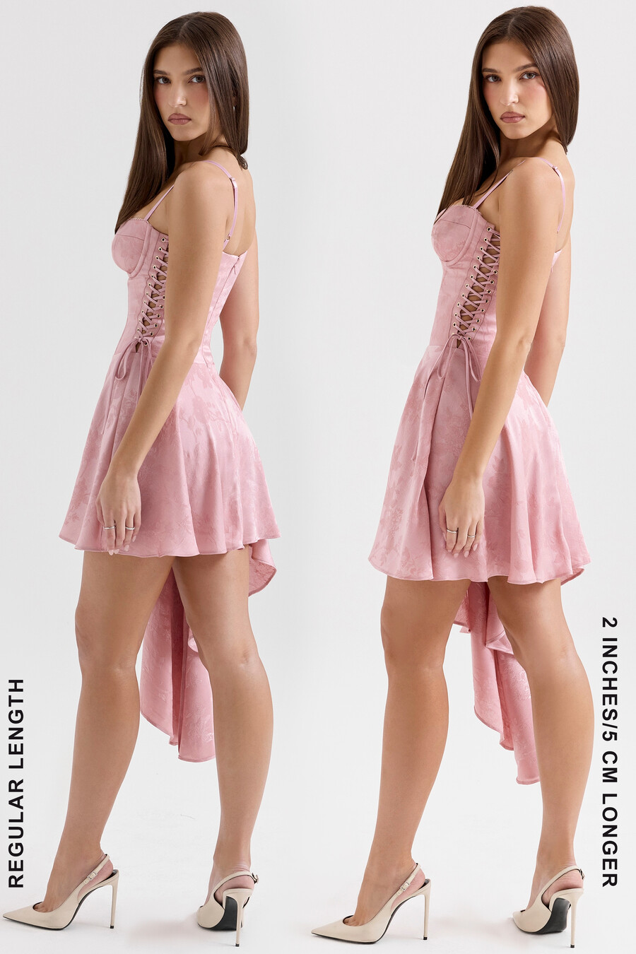 rosa jacquard-minikleid mit drapierung