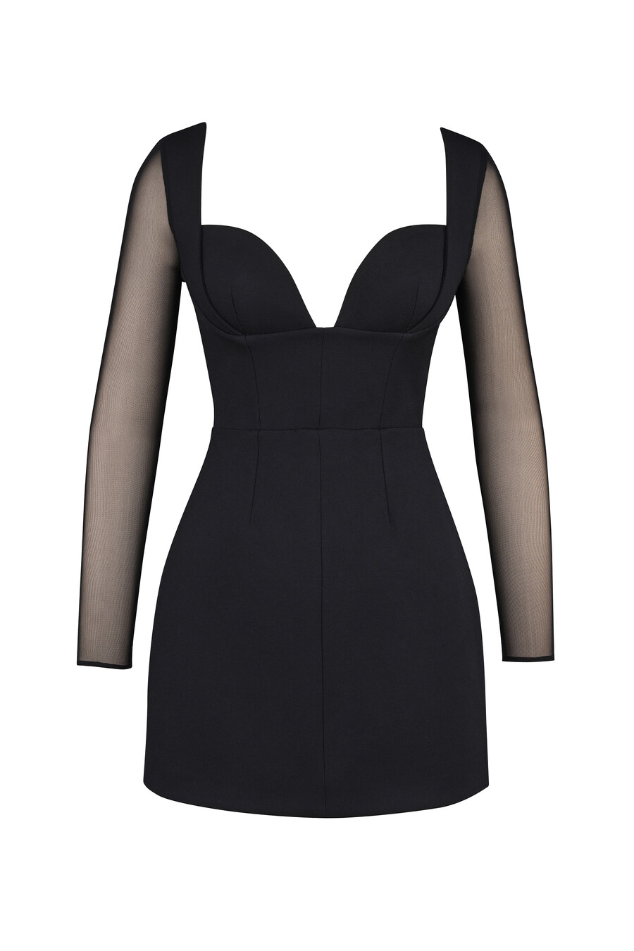 schwarzes stretch-crêpe-minikleid mit tiefem ausschnitt