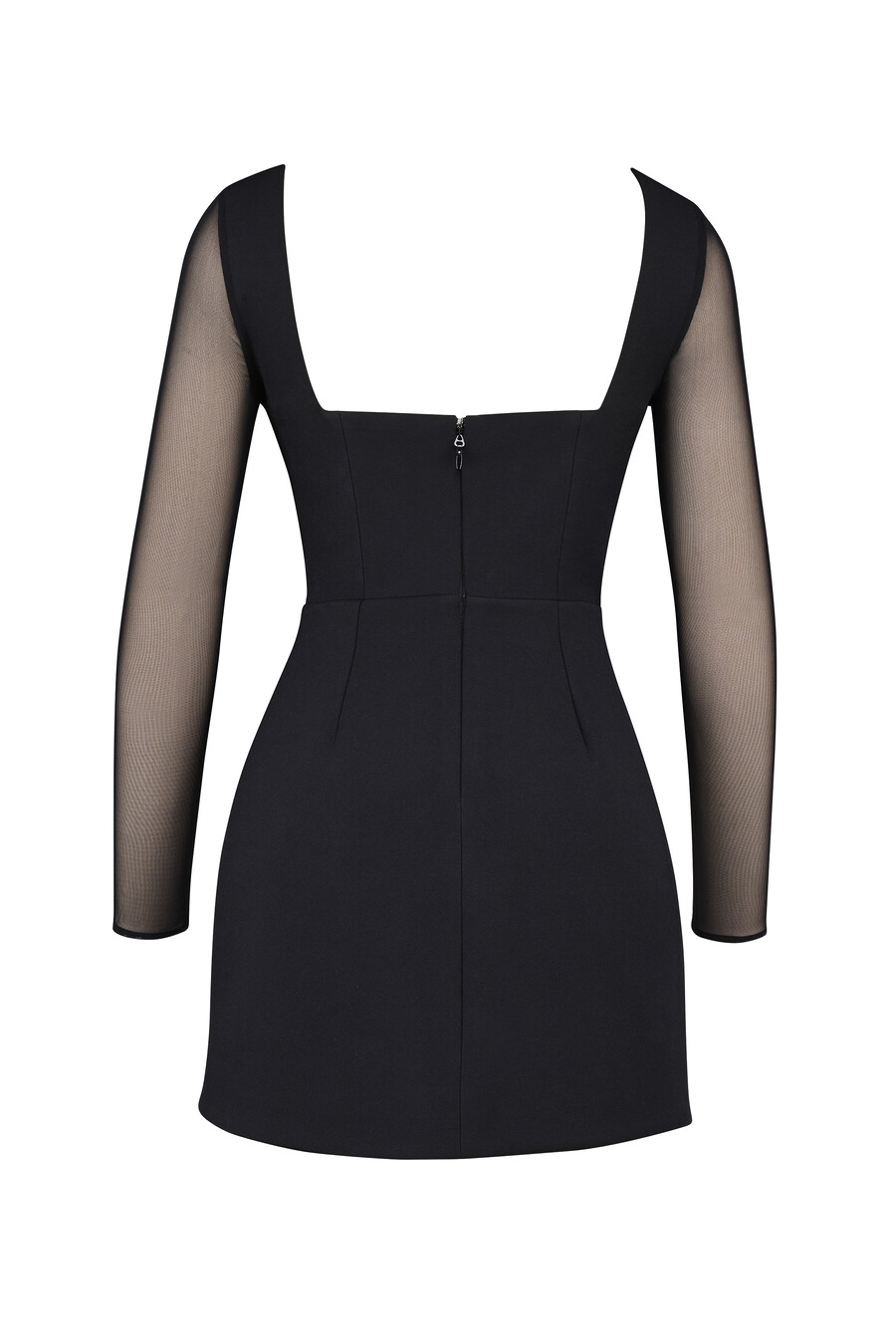 schwarzes stretch-crêpe-minikleid mit tiefem ausschnitt