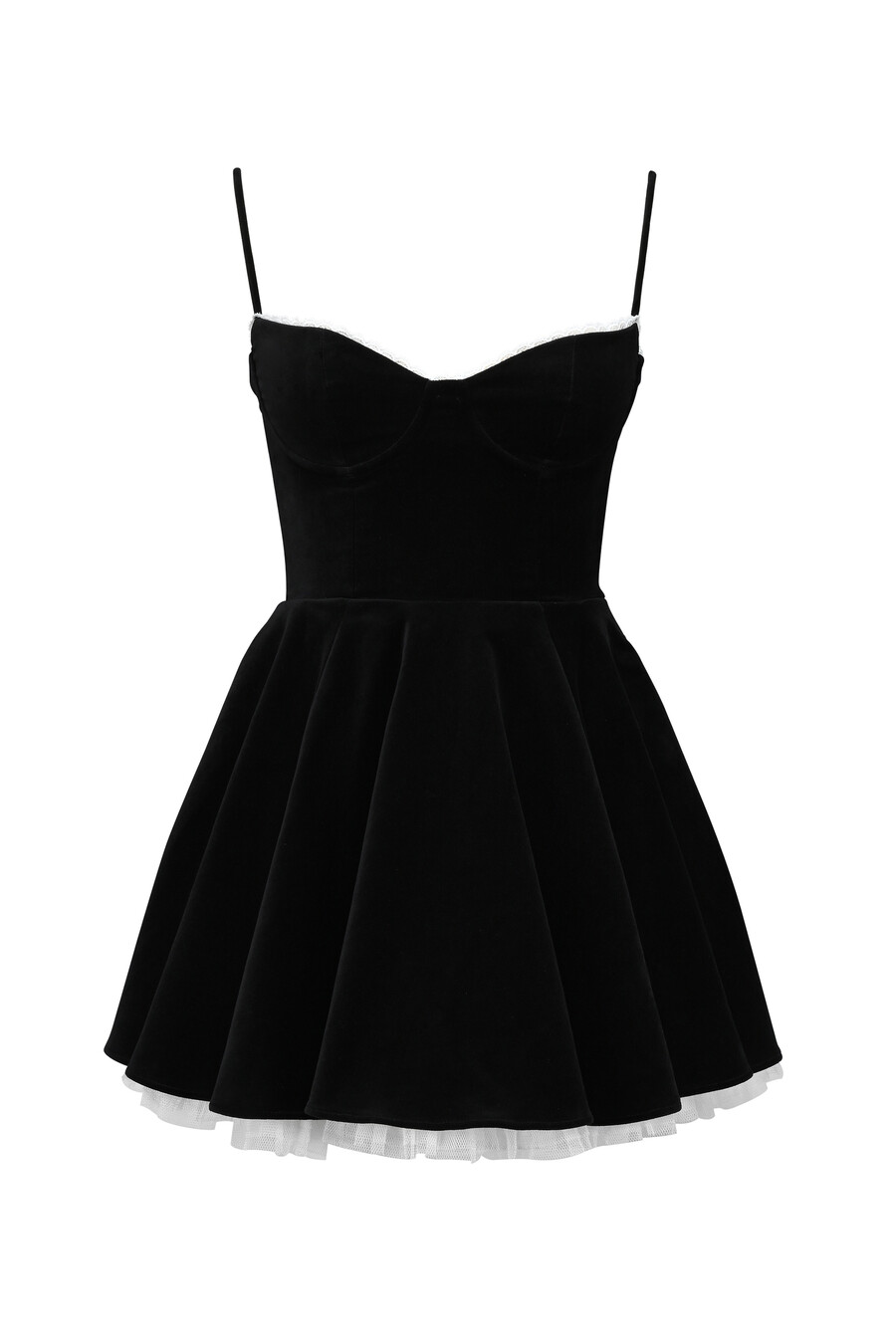 schwarzes minikleid aus samt und tüll