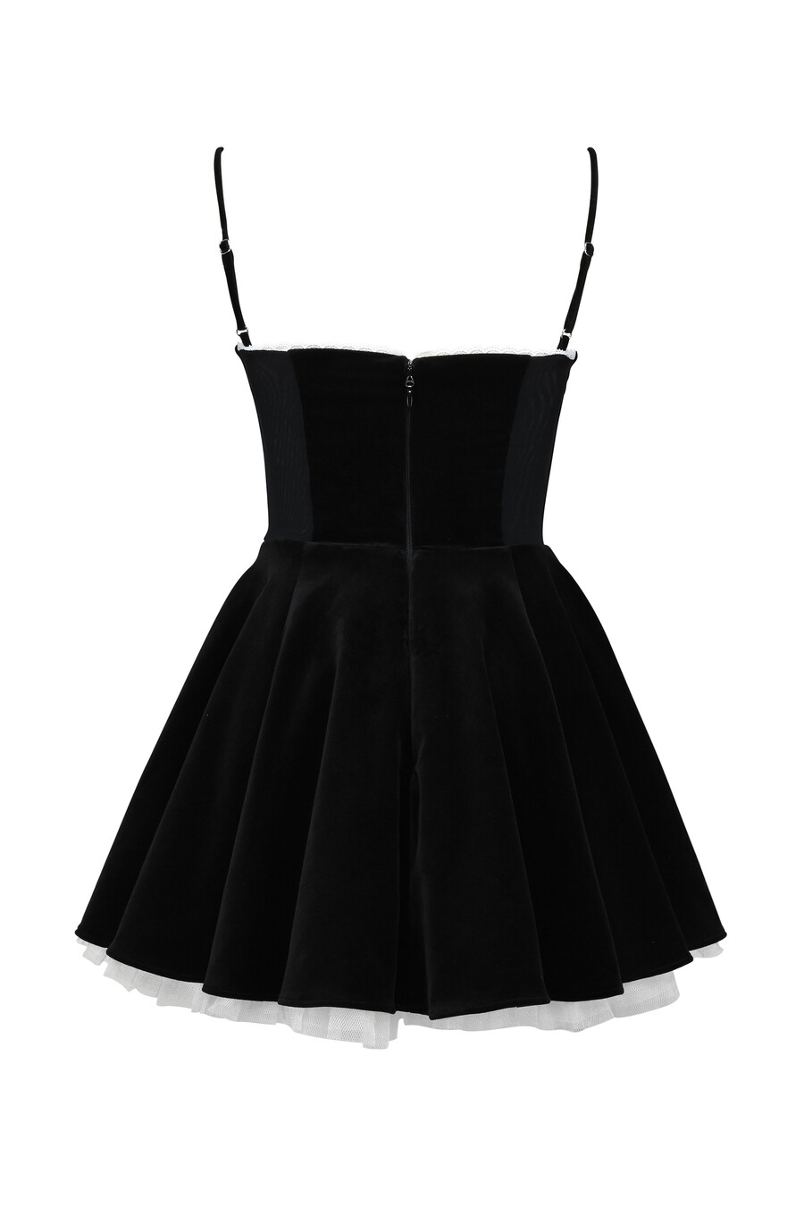 schwarzes minikleid aus samt und tüll