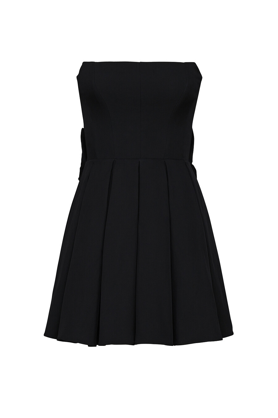 schwarzes trägerloses minikleid mit abnehmbarer schleife