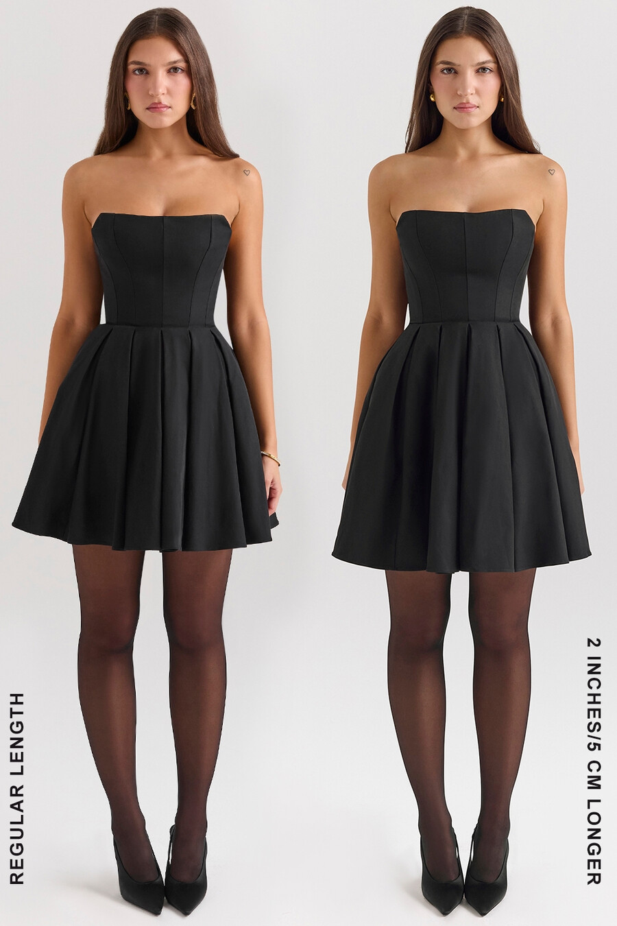 schwarzes trägerloses minikleid mit abnehmbarer schleife