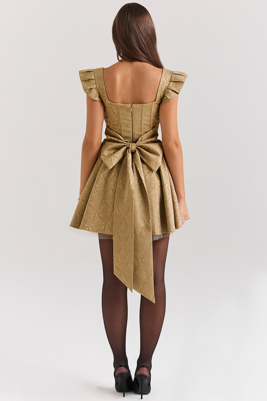 minikleid aus goldjacquard