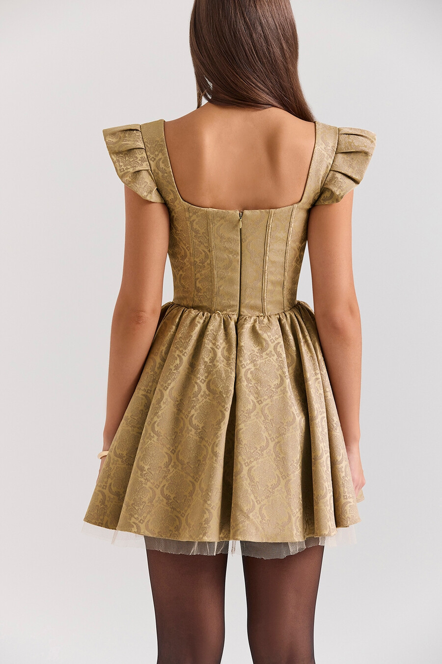minikleid aus goldjacquard