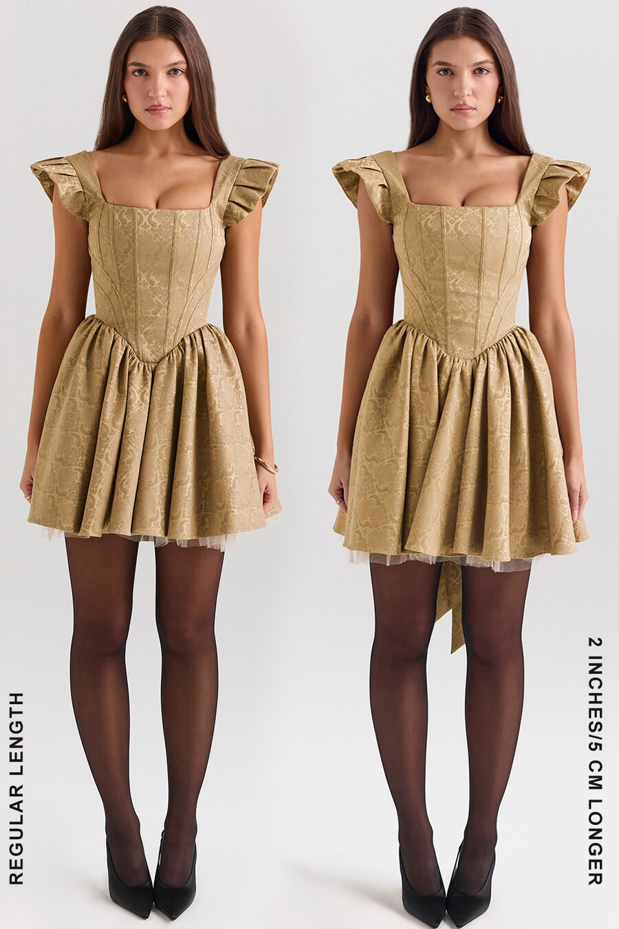 minikleid aus goldjacquard
