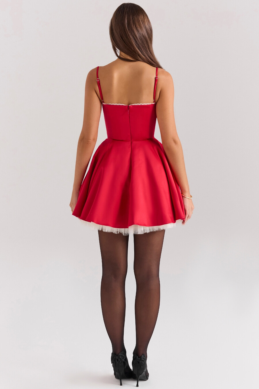 holly rotes minikleid aus satintüll