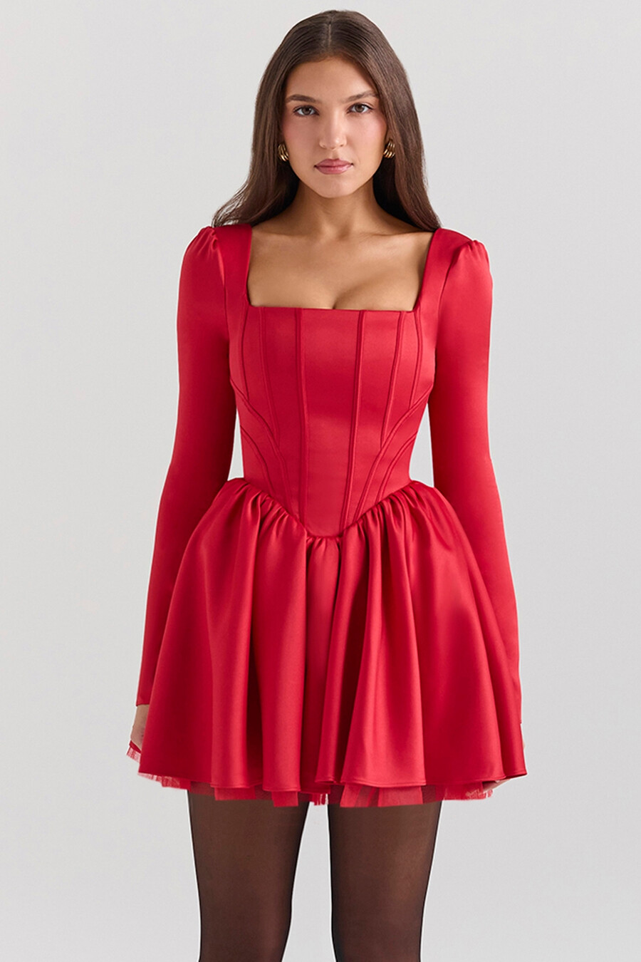 holly red minikleid aus tüll mit abnehmbarer schleife