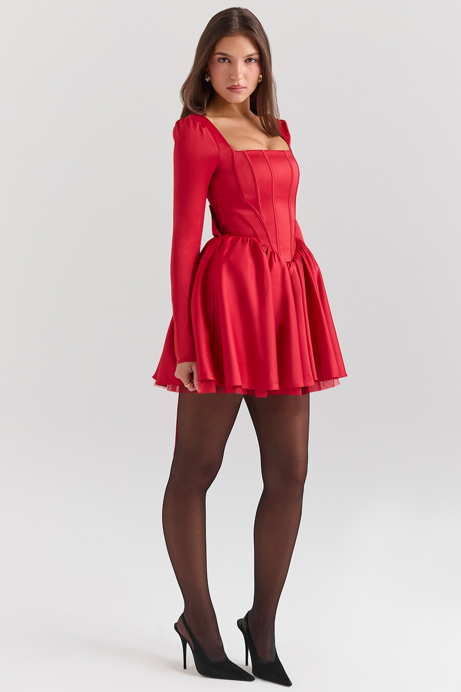 holly red minikleid aus tüll mit abnehmbarer schleife