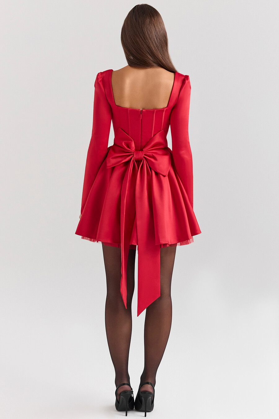 holly red minikleid aus tüll mit abnehmbarer schleife