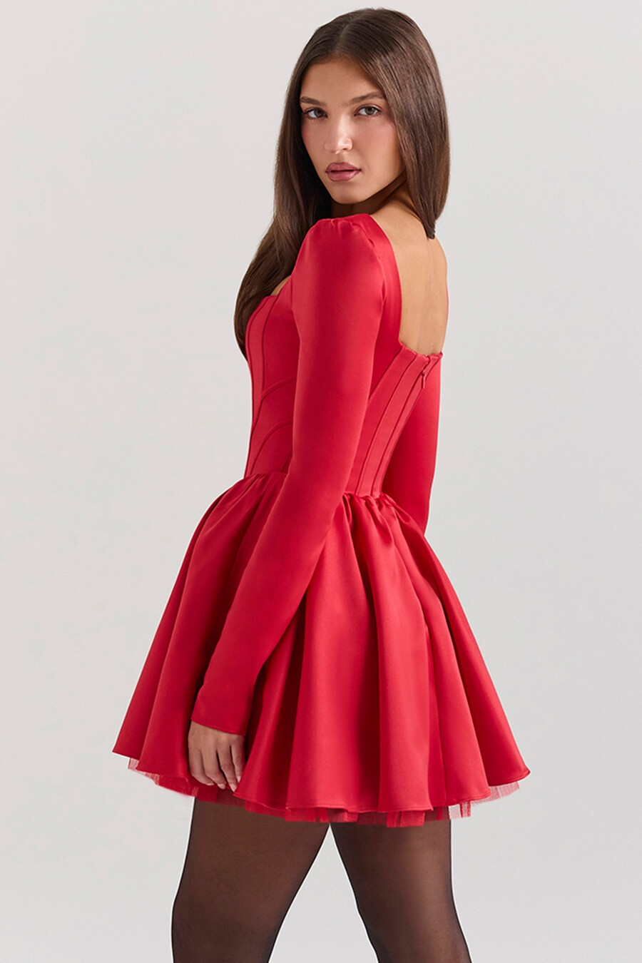 holly red minikleid aus tüll mit abnehmbarer schleife