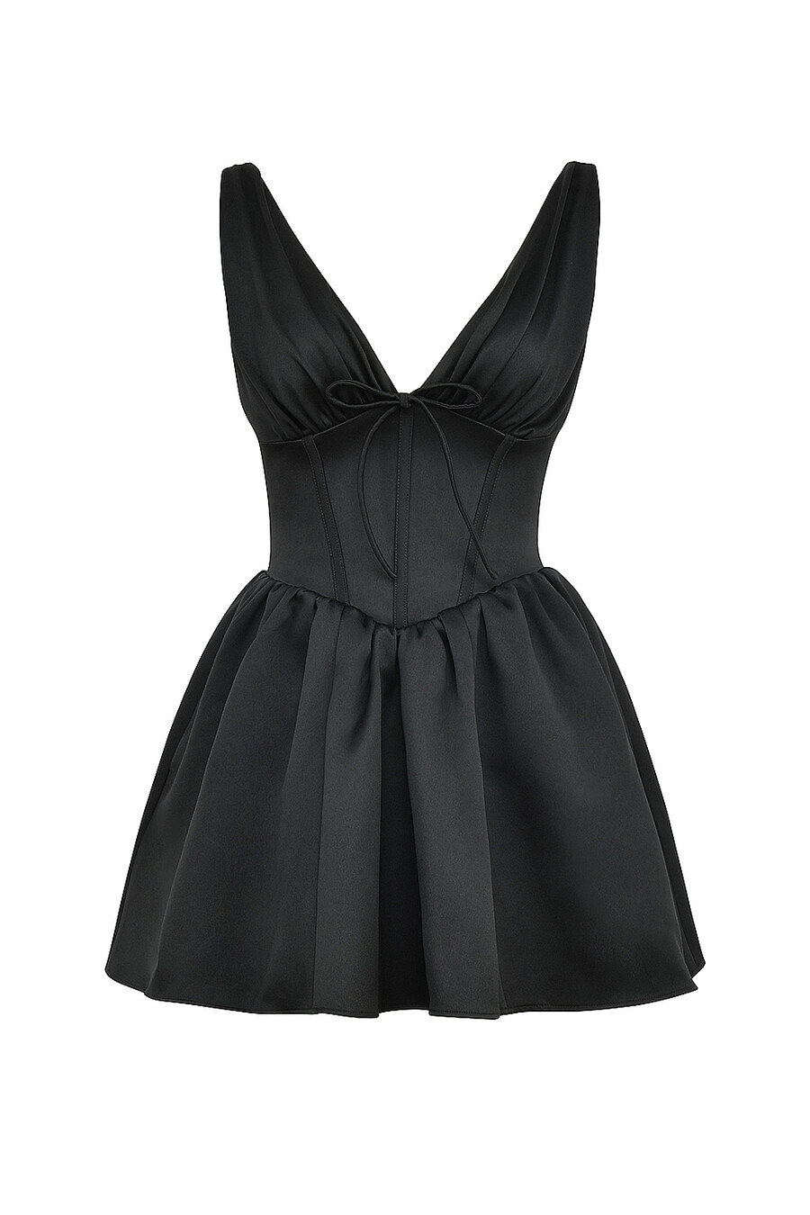 schwarzes satin-minikleid