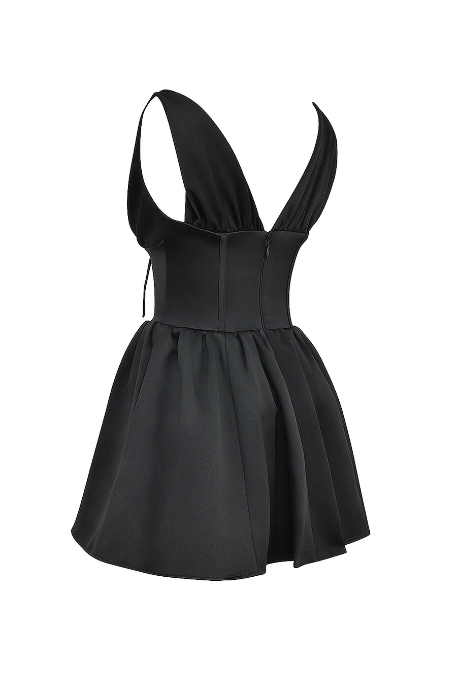 schwarzes satin-minikleid