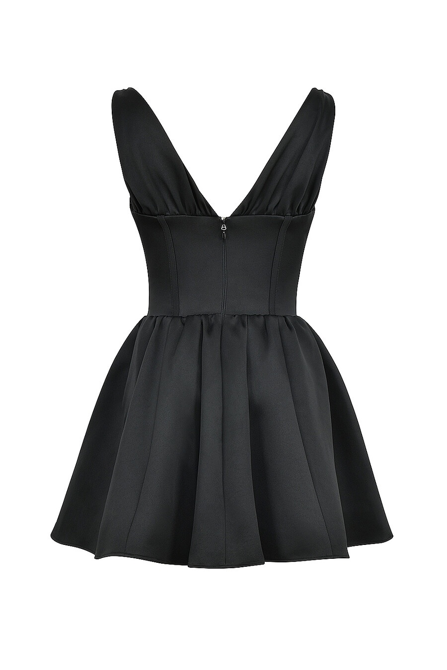 schwarzes satin-minikleid