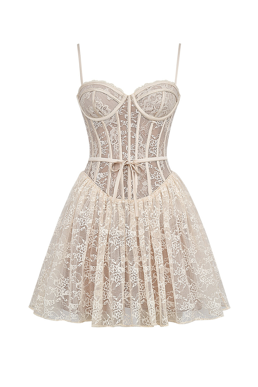 vintage-minikleid aus cremefarbener spitze