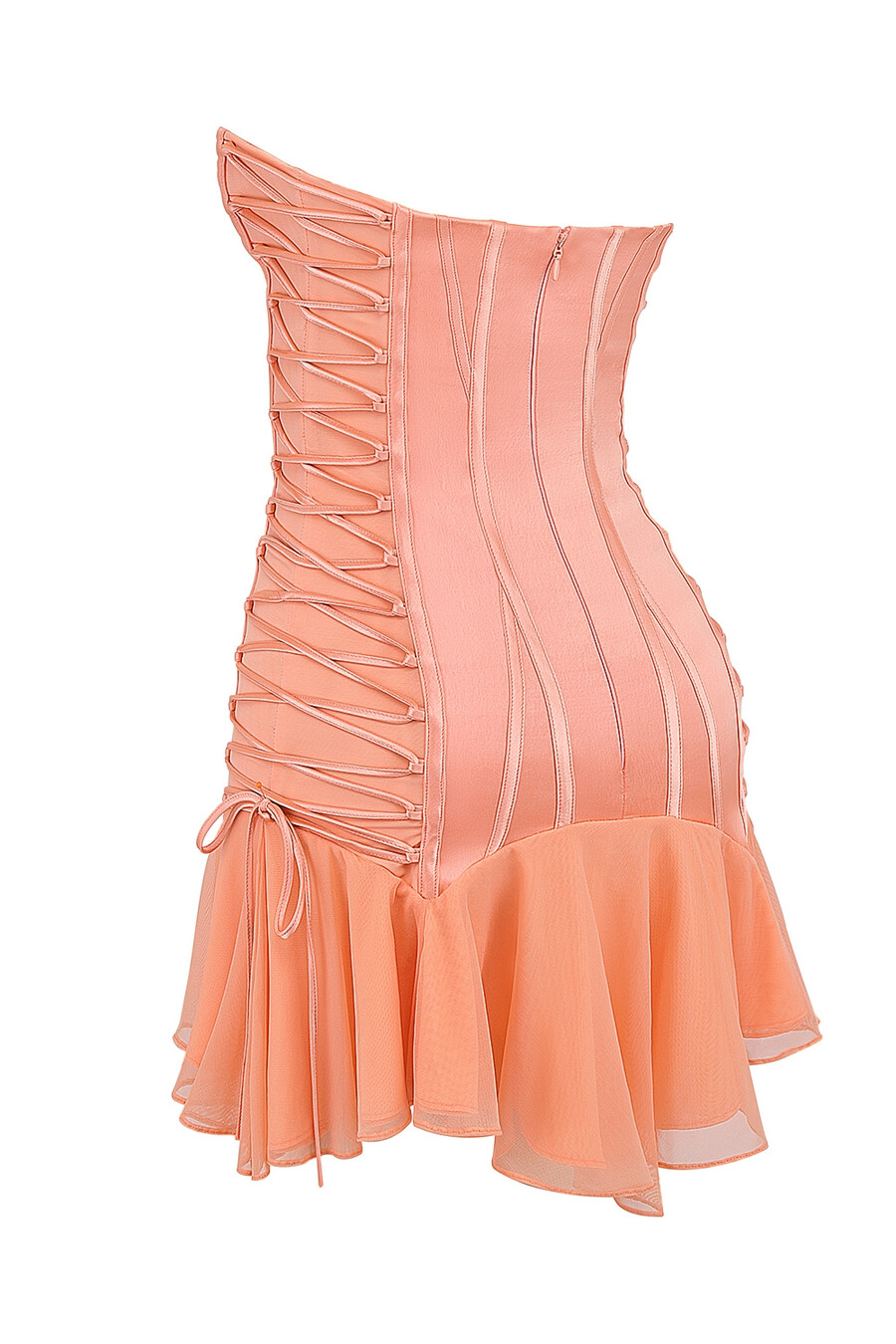 sorbet satin trägerloses minikleid