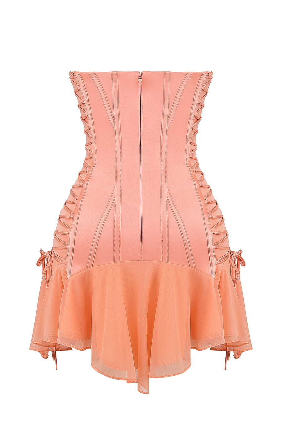 sorbet satin trägerloses minikleid