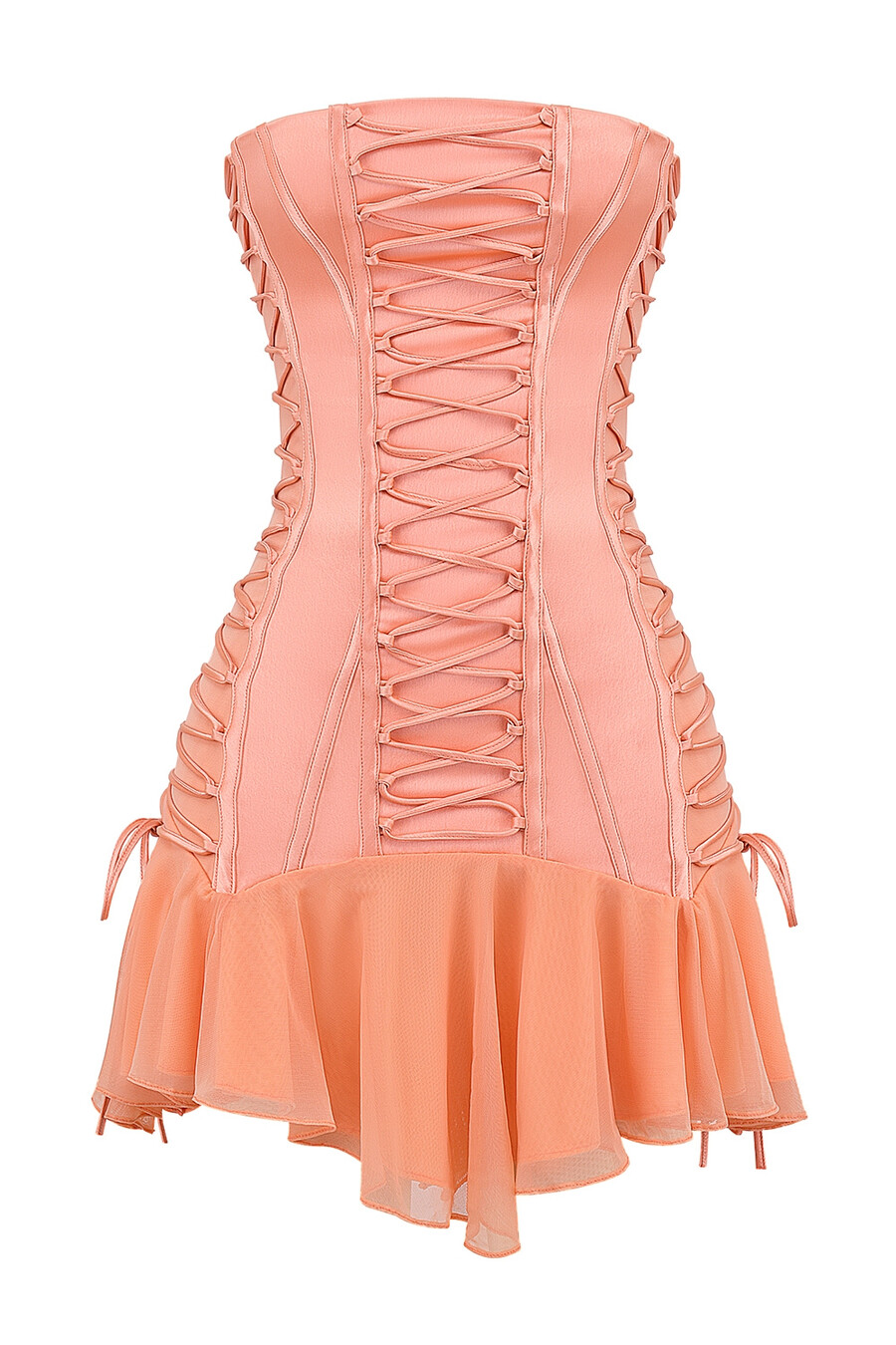 sorbet satin trägerloses minikleid