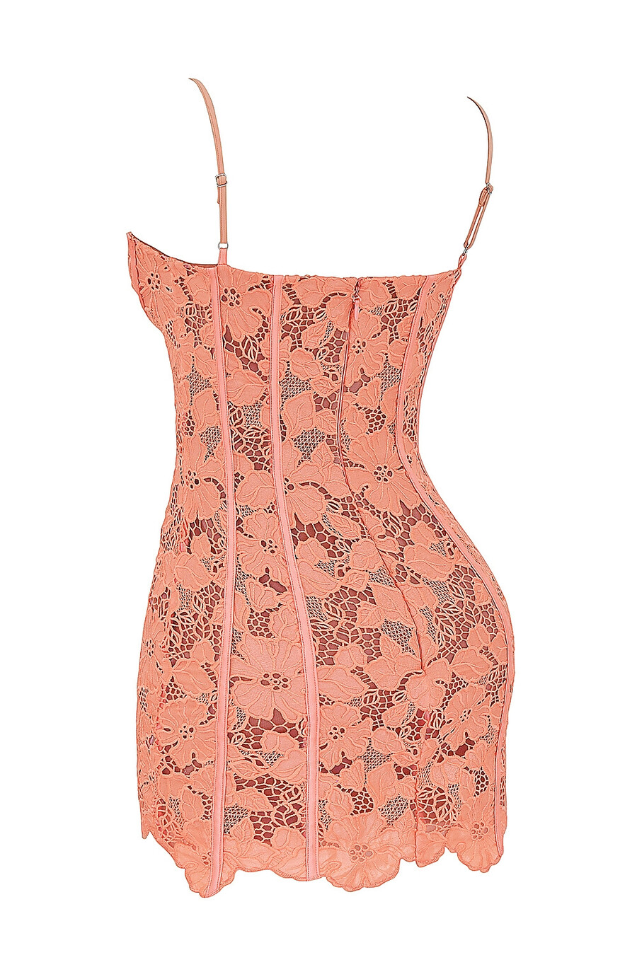 sorbetfarbenes minikleid aus bestickter blumenspitze