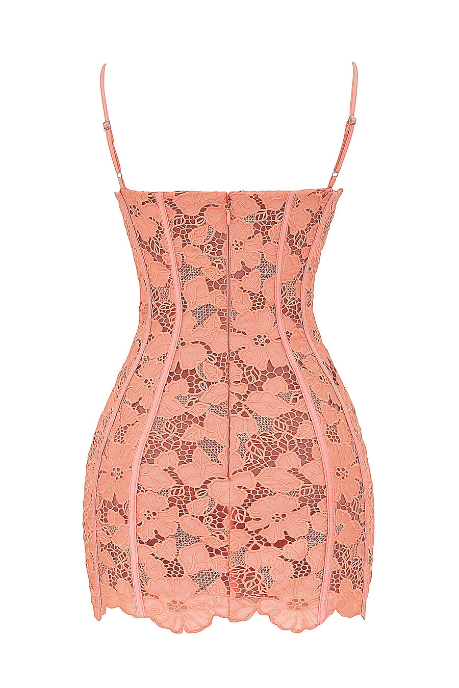 sorbetfarbenes minikleid aus bestickter blumenspitze