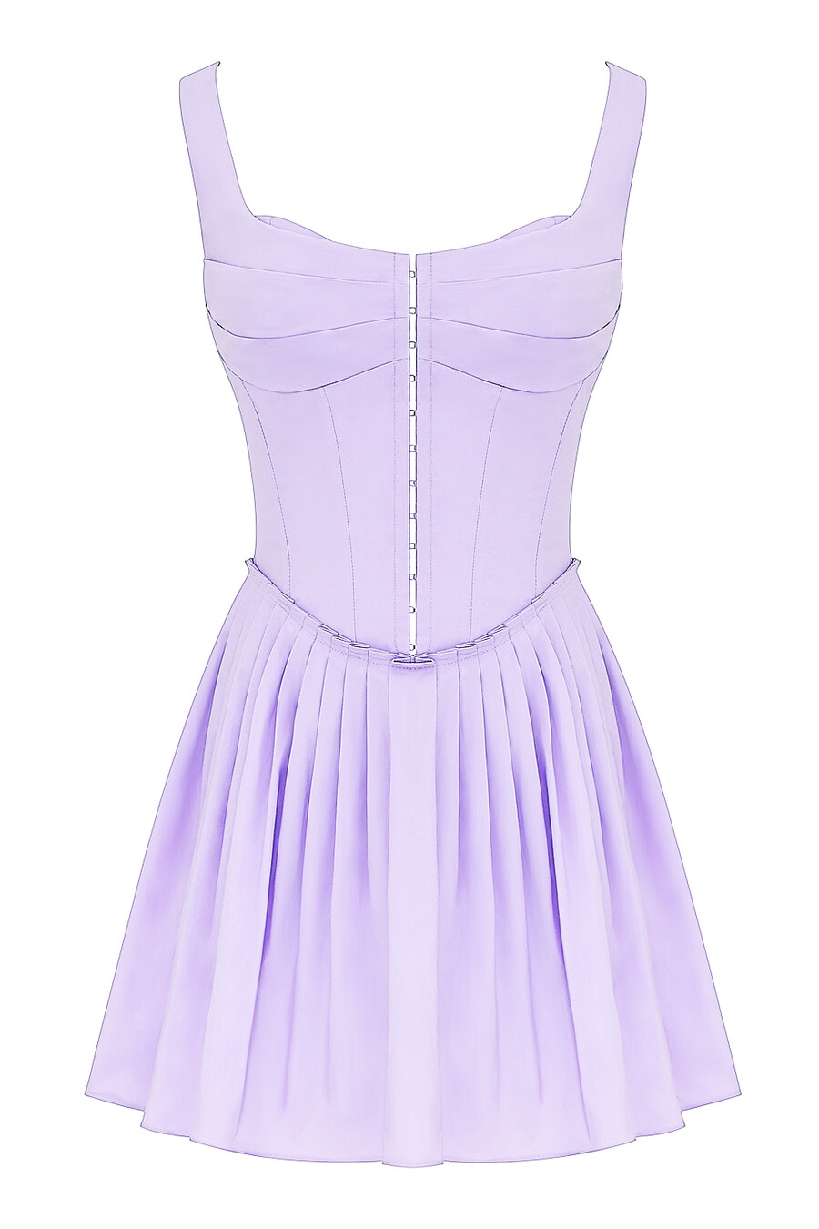 orchideenfarbenes plissiertes baumwoll-minikleid