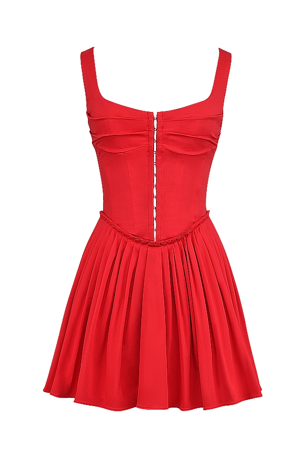 scharlachrotes plissiertes minikleid