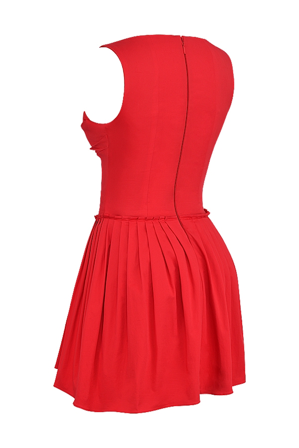 scharlachrotes plissiertes minikleid