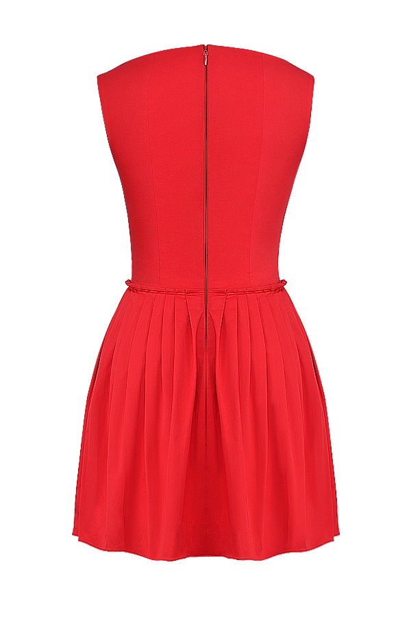 scharlachrotes plissiertes minikleid
